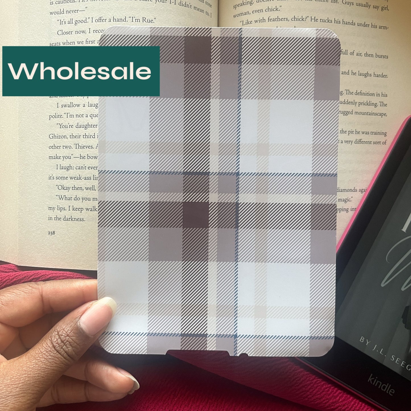 WHOLESALE Cozy Up Cocoa Plaid Kindle Insert (Case of 3)