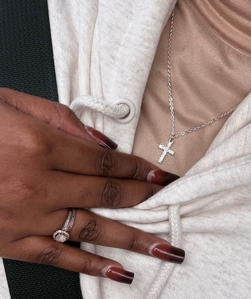 Black Christian Stationery Collection Photo with Cross Neckalace