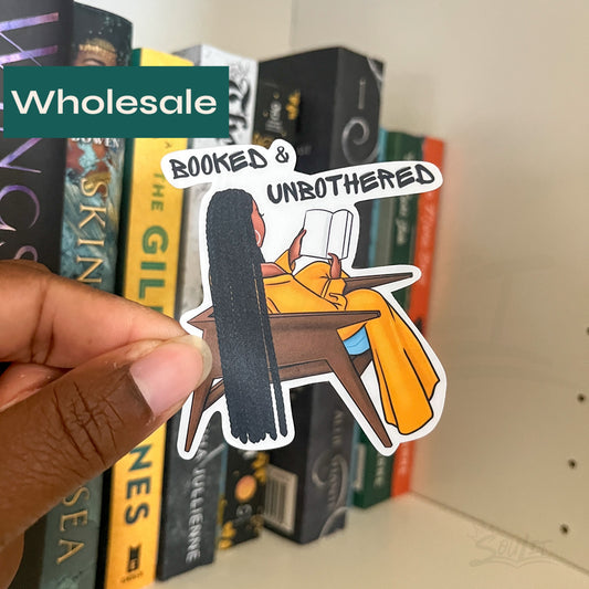 WHOLESALE Booked & Unbothered Sticker (Case of 5)