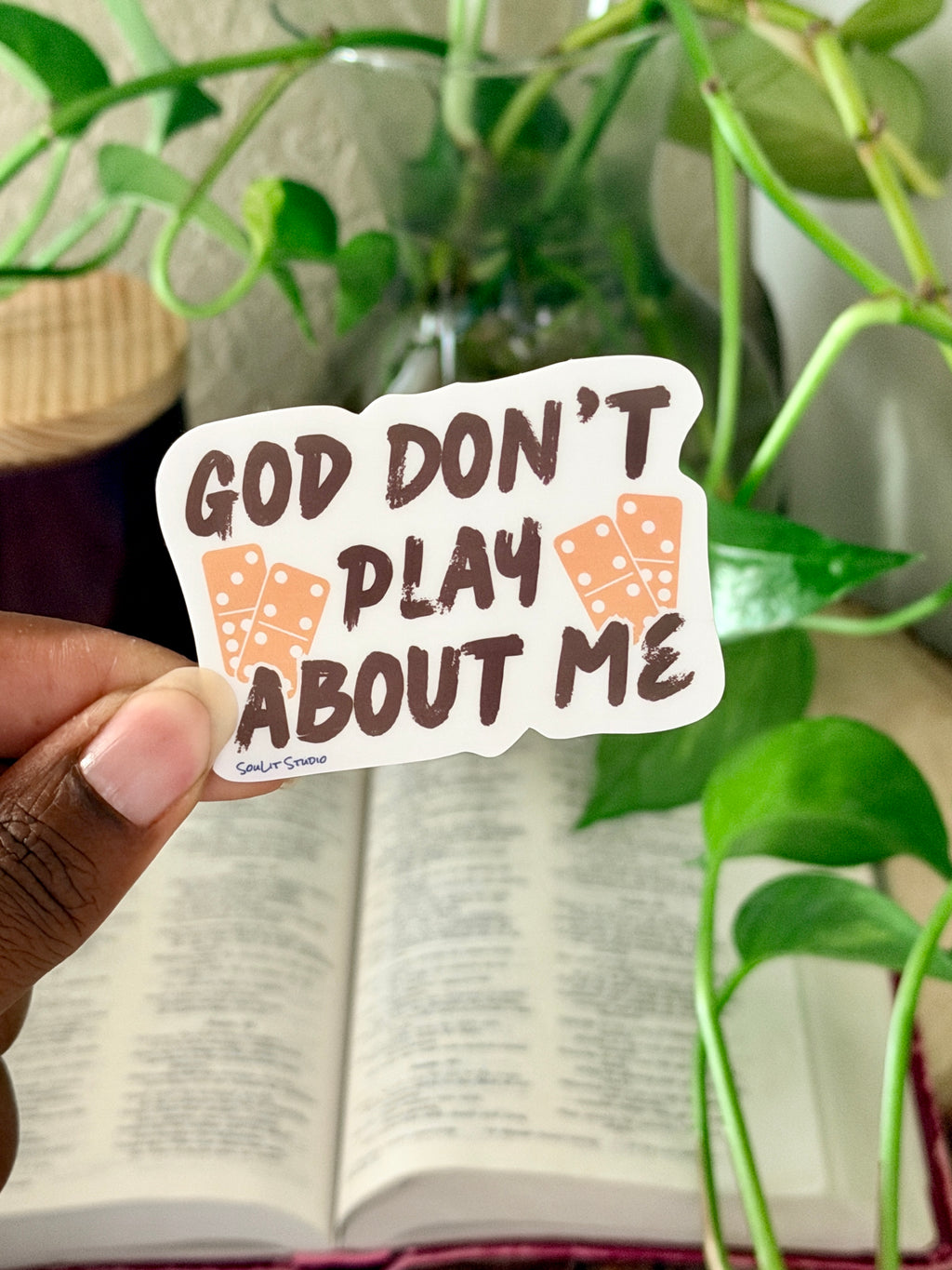 God Don't Play About Me Dominoes Sticker | Christian Sticker